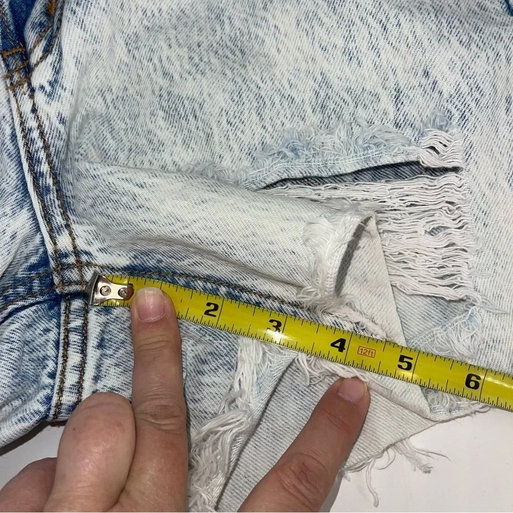 NEW Cello Acid Wash Asymmetrical Button Fly Jean Shorts Distressed XS